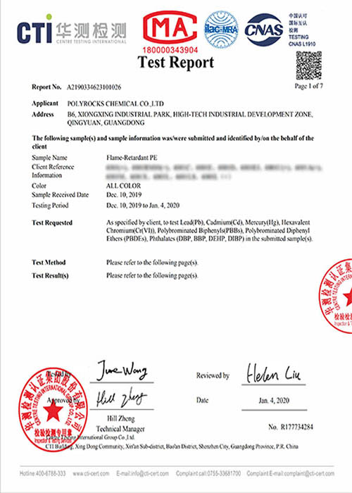 Export Flame Retardant Polyethylene Masterbatches